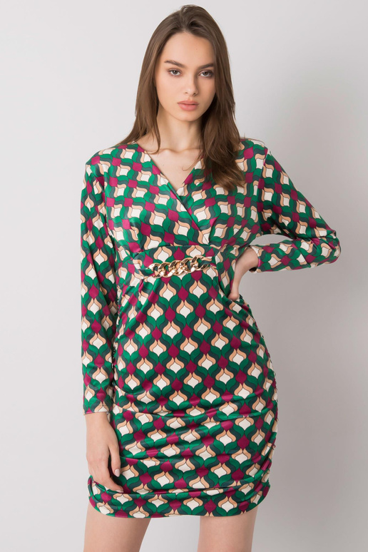 Zelené velurové šaty se vzory Montilla