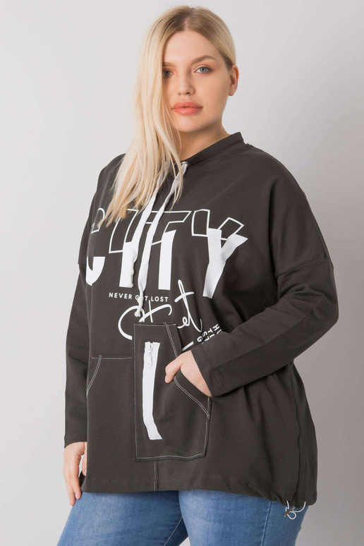 Tmavá khaki mikina plus size bez...