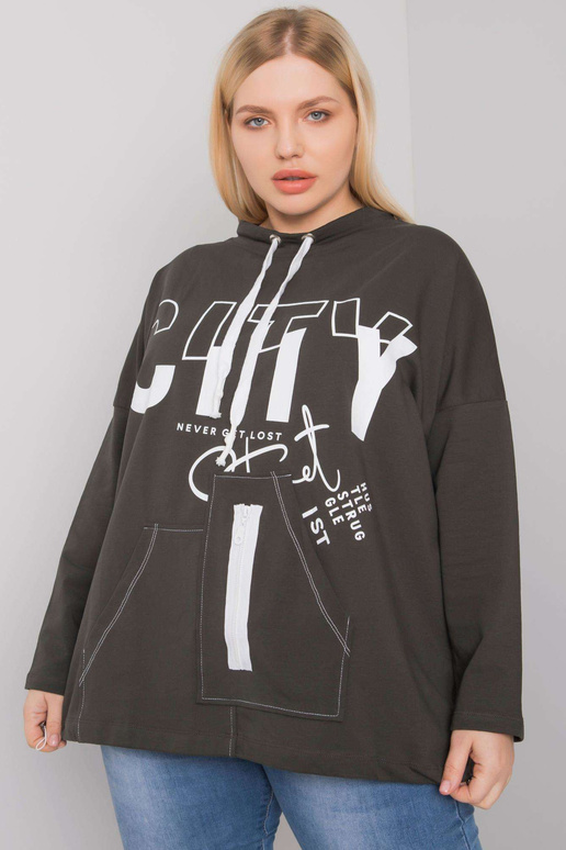 Tmavá khaki mikina plus size bez...