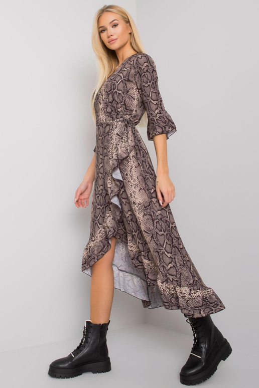 Černo-béžové šaty s volánem Marinette...