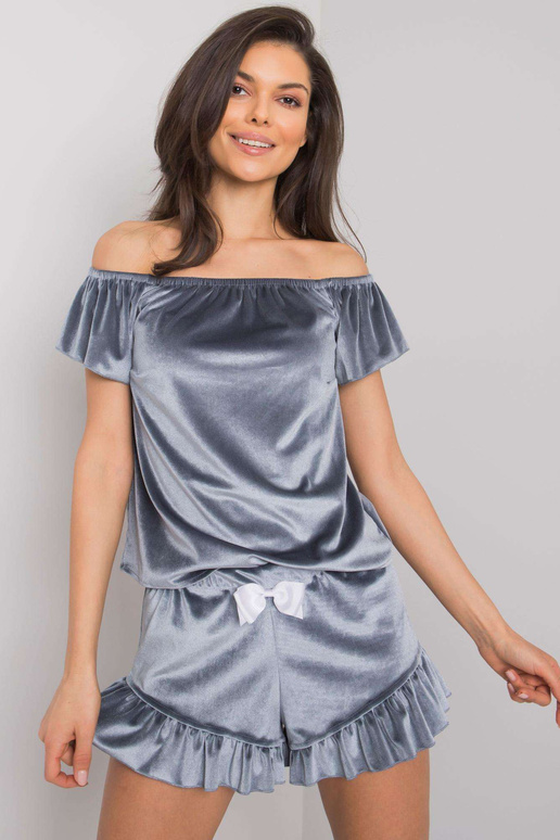 Modré velurové pyžamo s volánem Rosse...