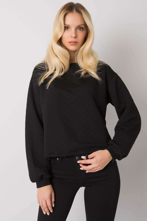 Černá prošívaná mikina bez kapuce...