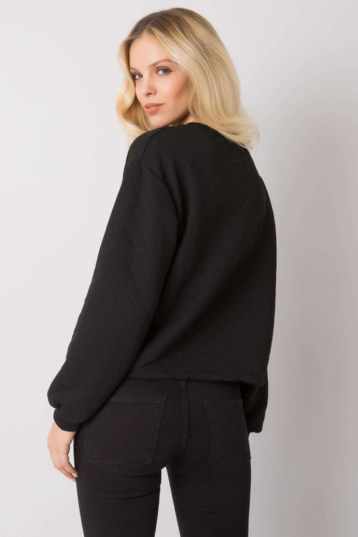 Černá prošívaná mikina bez kapuce...