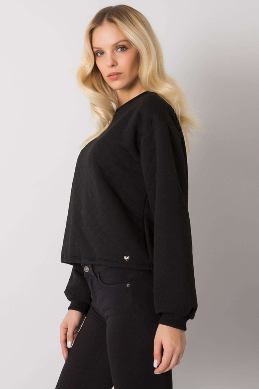 Černá prošívaná mikina bez kapuce...