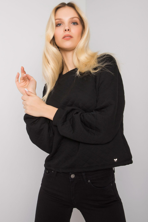 Černá prošívaná mikina bez kapuce...