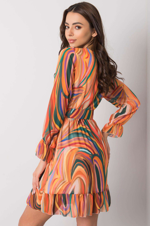 Oranžové vzorované šaty s páskem Kerley