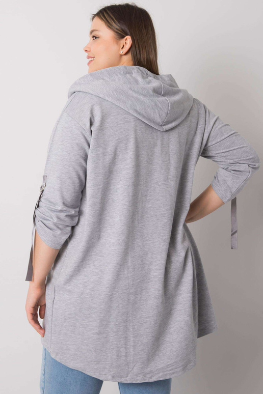 Šedá melange plus size mikina na zip...