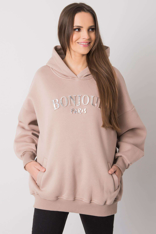 Tmavě béžová mikina s prohlubněmi...