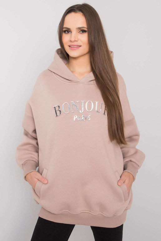 Tmavě béžová mikina s prohlubněmi...