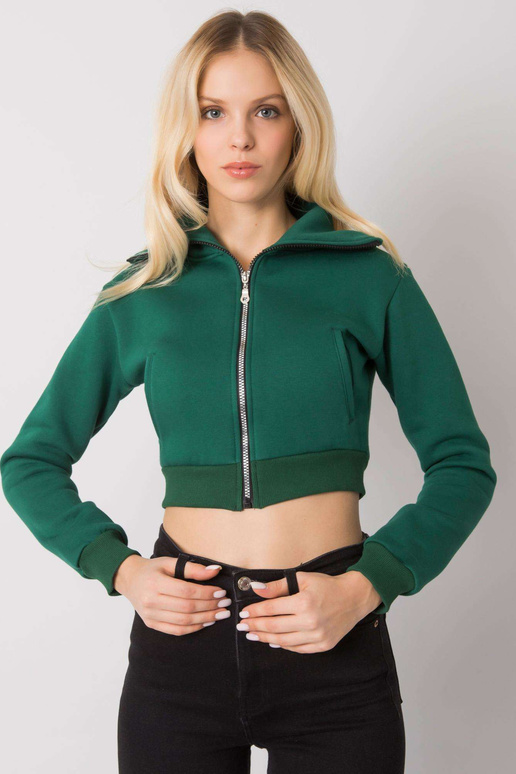 Tmavě zelená krátká mikina Ann RUE PARIS