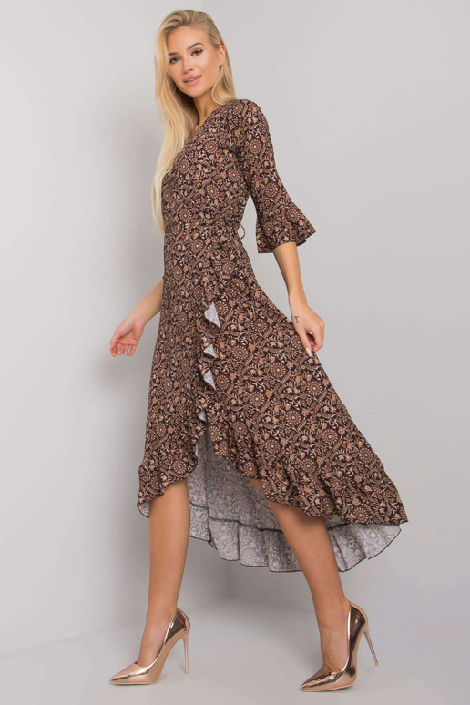 Černé vzorované volánové šaty...