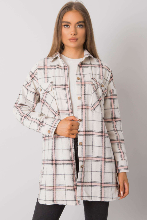 Béžová a růžová kostkovaná košile...