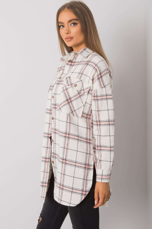 Béžová a růžová kostkovaná košile...