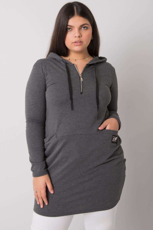 Tmavě šedá bavlněná tunika velké...