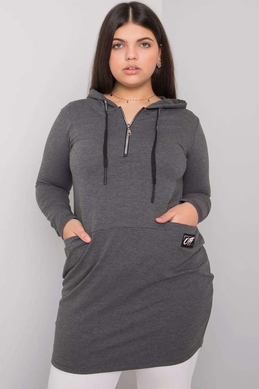 Tmavě šedá bavlněná tunika velké...