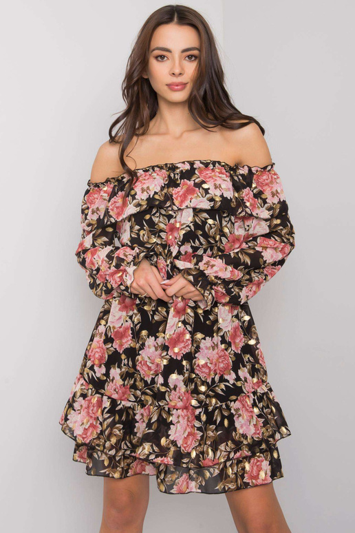 Černé a růžové španělské šaty se...