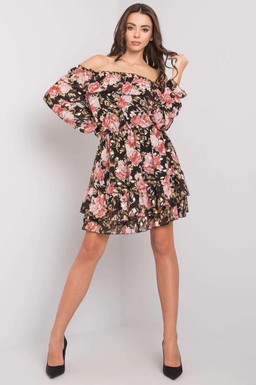 Černé a růžové španělské šaty se...