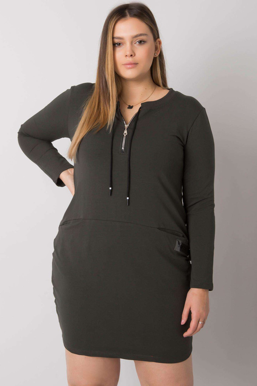 Khaki šaty větší velikosti s kapsami...