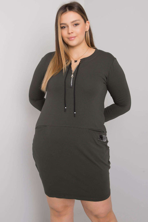 Khaki šaty větší velikosti s kapsami...