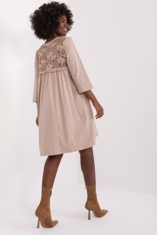 Dámské tmavě béžové šaty s krajkou...