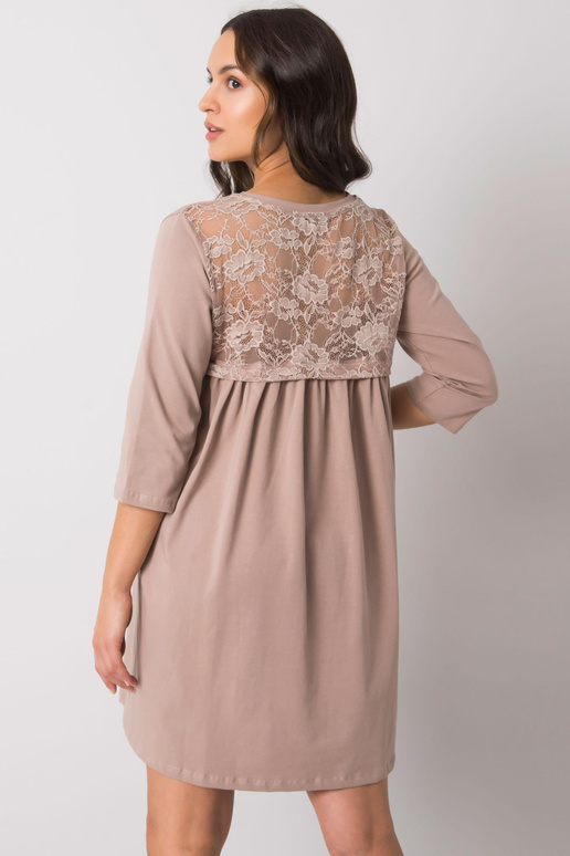 Dámské tmavě béžové šaty s krajkou...