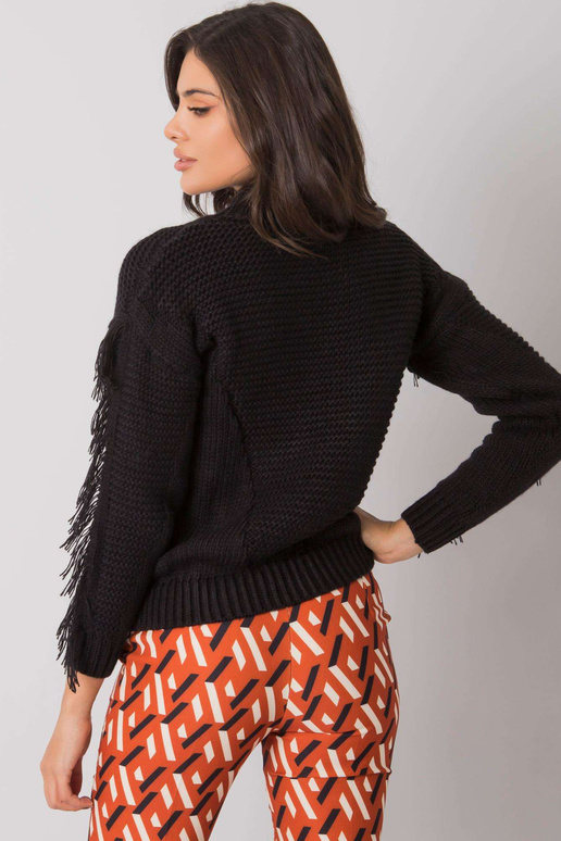 Černý svetr s třásněmi Caitri RUE PARIS