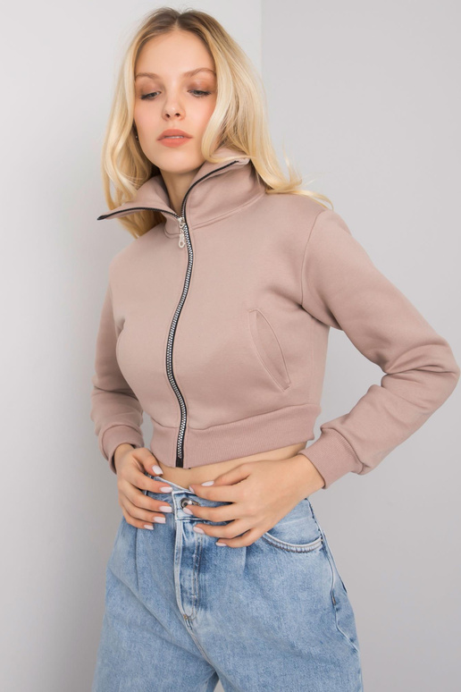 Tmavě béžová krátká mikina Ann RUE PARIS