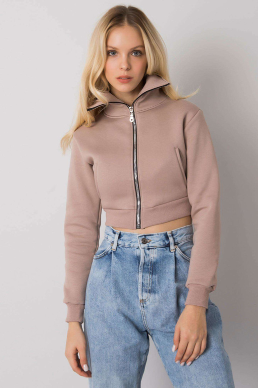 Tmavě béžová krátká mikina Ann RUE PARIS