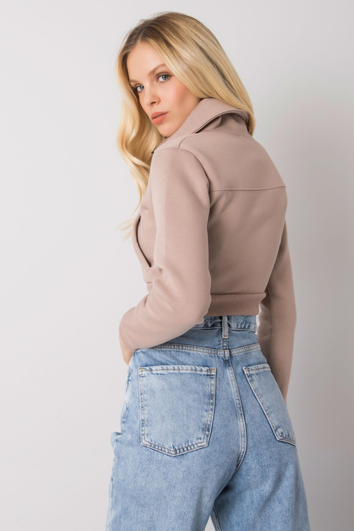 Tmavě béžová krátká mikina Ann RUE PARIS