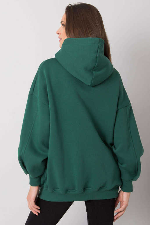 Tmavě zelená mikina s prohlubněmi...