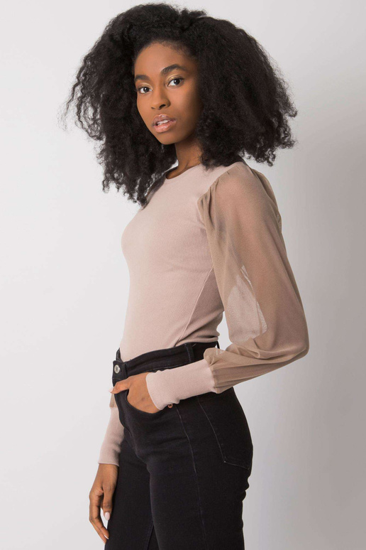 RUE PARIS Tmavě béžová halenka pro...