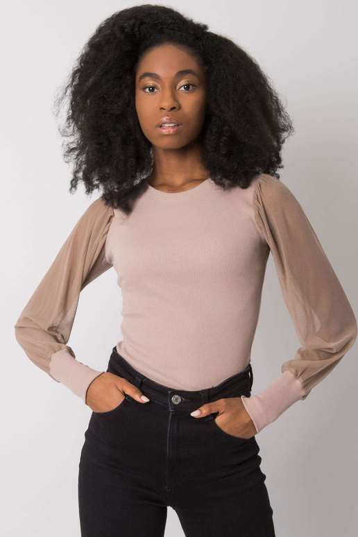 RUE PARIS Tmavě béžová halenka pro...