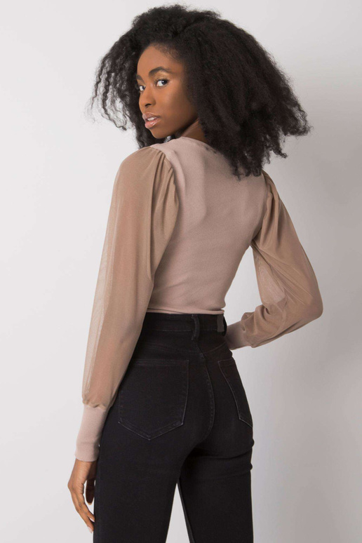 RUE PARIS Tmavě béžová halenka pro...