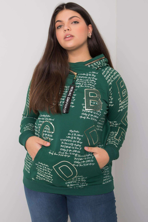 Tmavě zelená mikina plus size...