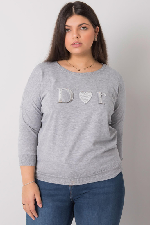 Šedá melanžová halenka plus velikosti...