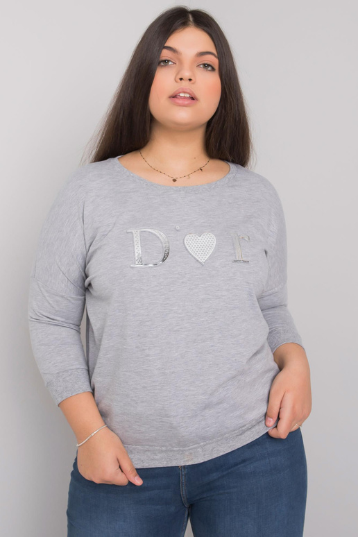 Šedá melanžová halenka plus velikosti...