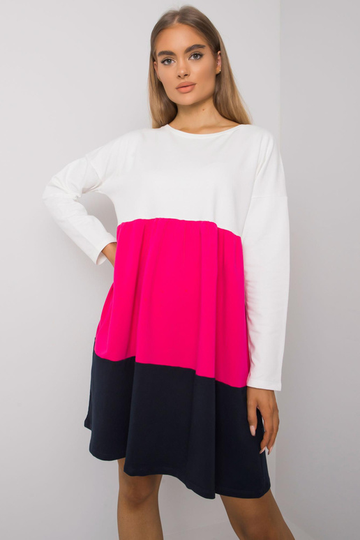 Ecru-fuchsiové bavlněné šaty s...