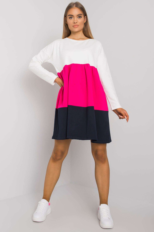 Ecru-fuchsiové bavlněné šaty s...