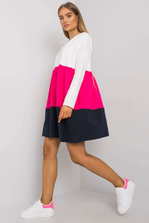 Ecru-fuchsiové bavlněné šaty s...