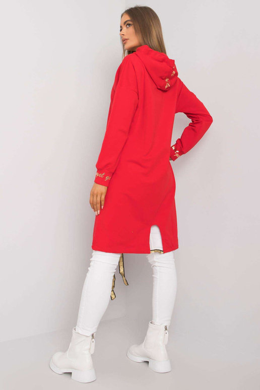 Červená dlouhá mikina na zip Ermelinde