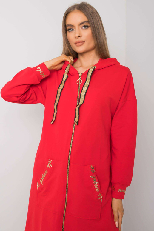 Červená dlouhá mikina na zip Ermelinde
