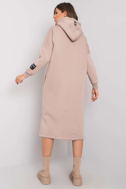 Tmavě béžové mikinové šaty s kapsami...