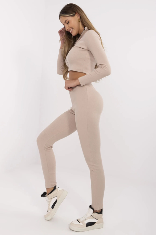 Světle béžová dvoudílná žebrovaná...