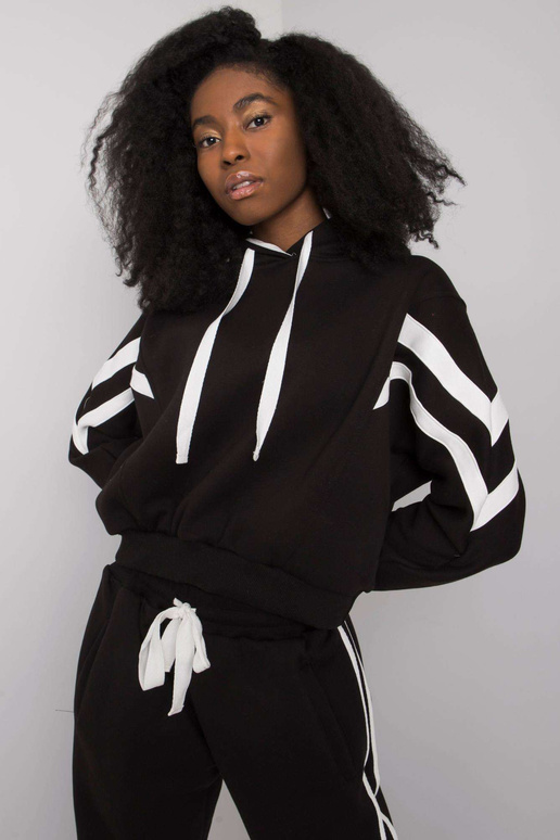 Černý ležérní set s pruhy Stacy