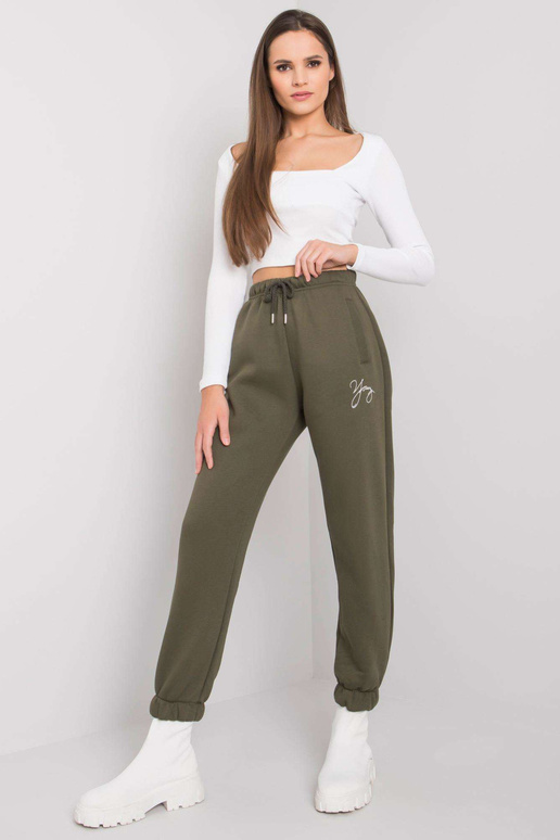 Průhledné khaki tepláky s nápisem Lily