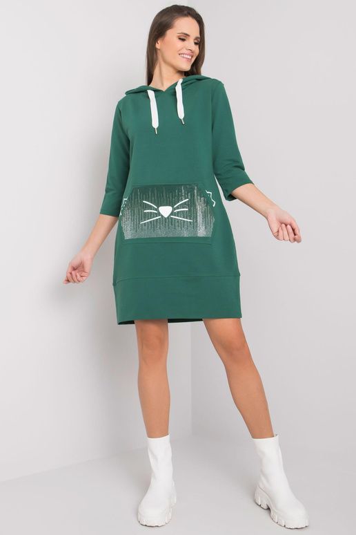 Tmavě zelené mikinové šaty Anne