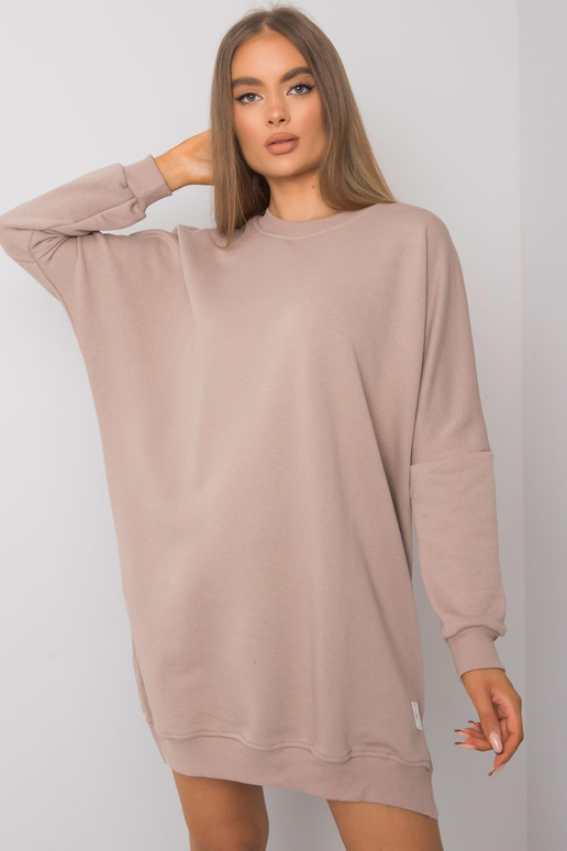 Tmavě béžové mikinové šaty s dlouhým...