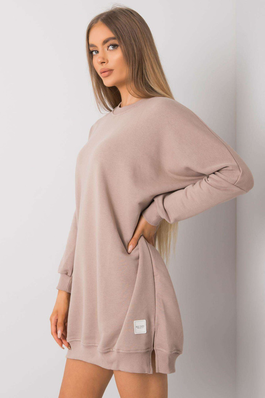 Tmavě béžové mikinové šaty s dlouhým...