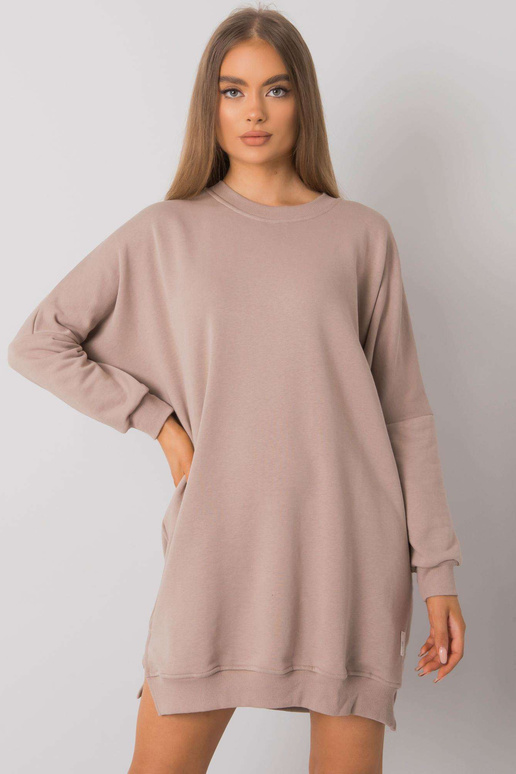 Tmavě béžové mikinové šaty s dlouhým...