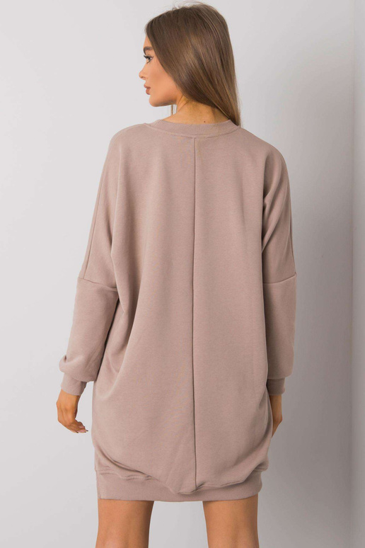 Tmavě béžové mikinové šaty s dlouhým...